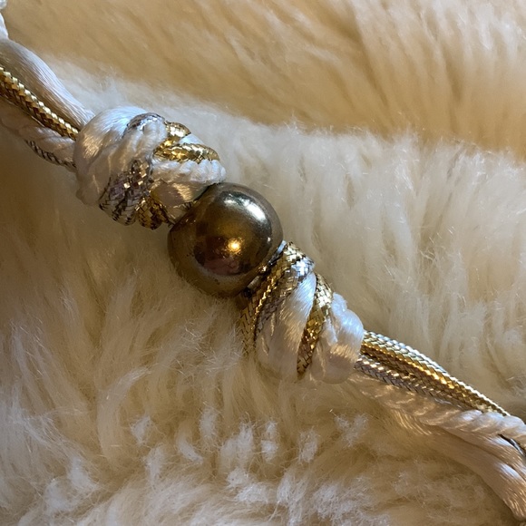 Vtg 80s necklace Artisan metallic gold pottery sculpture pendant choker - Picture 6 of 10